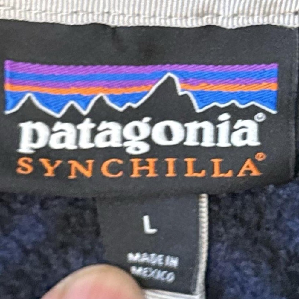 Patagonia Saltillo Synchilla Snap T Blue Geometric Fleece Sweater Men's Large - Picture 4 of 4